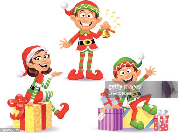 christmas elves 2 - weer stock illustrations