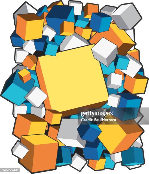 abstract cubes composition - copy space - solid foundation abstract stock illustrations