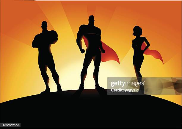 new superhero team - cape stock illustrations