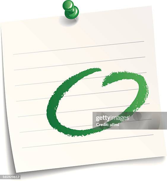paper note with a green circle on it over a white background - chalk circle stock illustrations