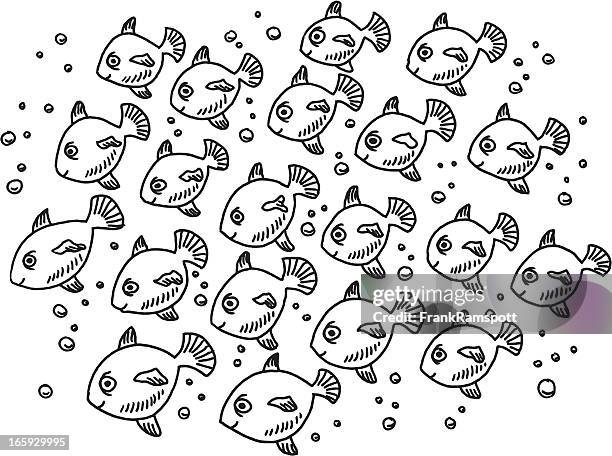 School Of Fish Drawing