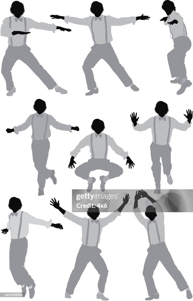 Multiple images of a tap dancer