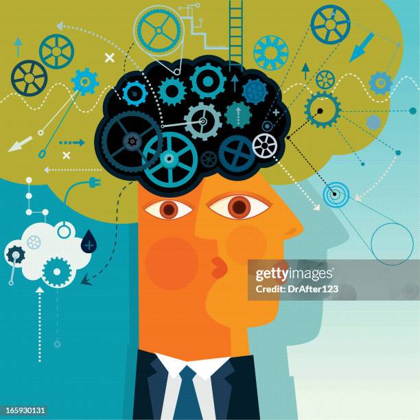 mind gear - powerful engine stock illustrations