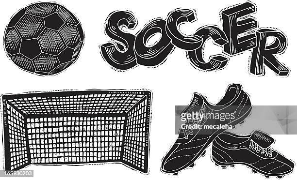 soccer reverse ink - soccer boot stock illustrations