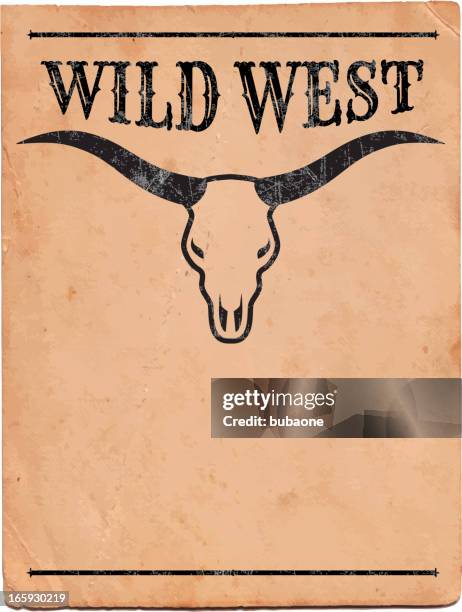 wild west with bull sign royalty free vector background - wanted poster background stock illustrations