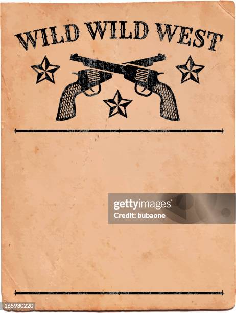 wild west with pistols sign royalty free vector background - wanted poster background stock illustrations