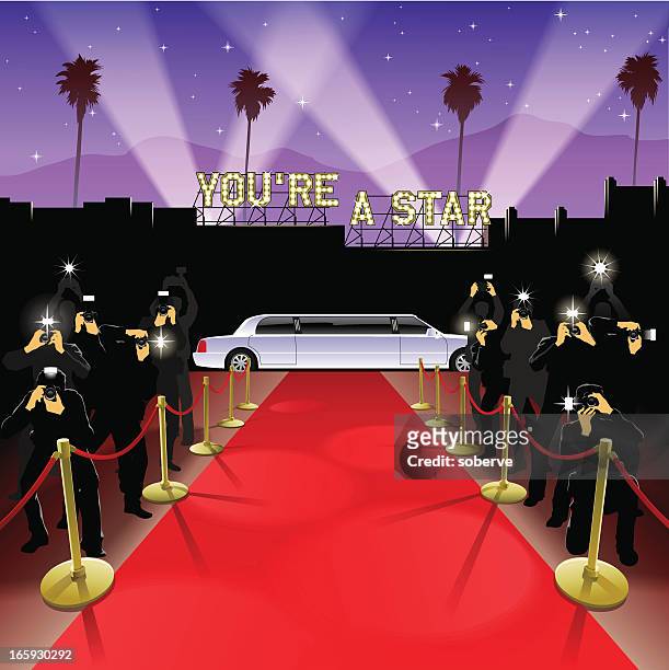 at the red carpet - hollywood stock illustrations