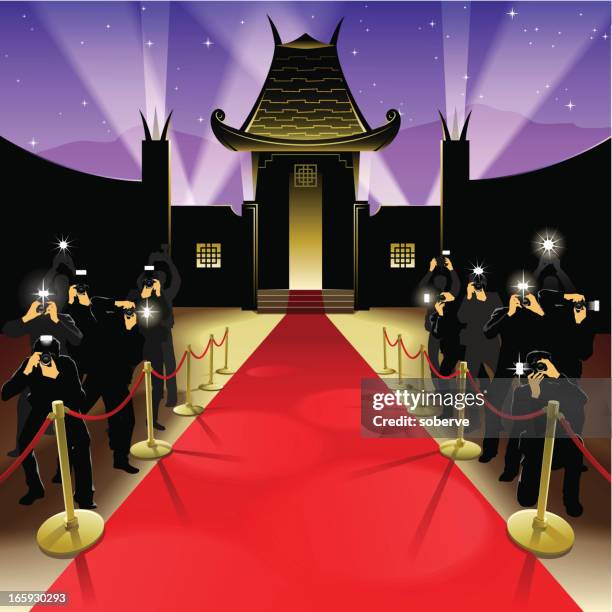 red carpet gala - paparazzi photographers stock illustrations