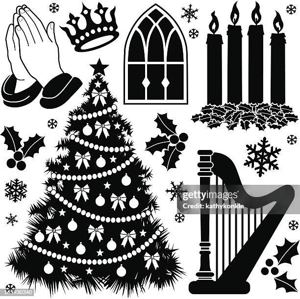 christian christmas design elements - congregation stock illustrations
