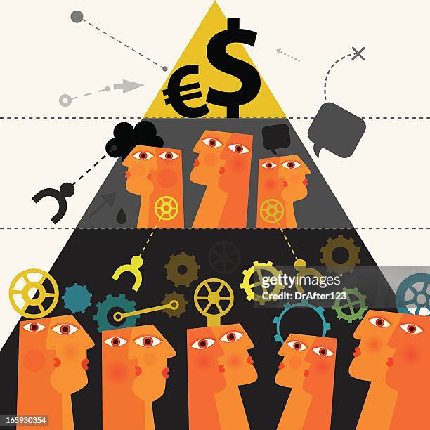 capitalistic system - pyramid with eye stock illustrations