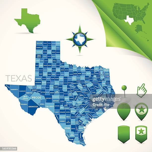 texas county map - texas independence stock illustrations