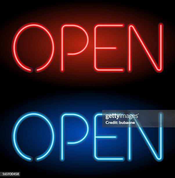 open neon sign - open sign stock illustrations