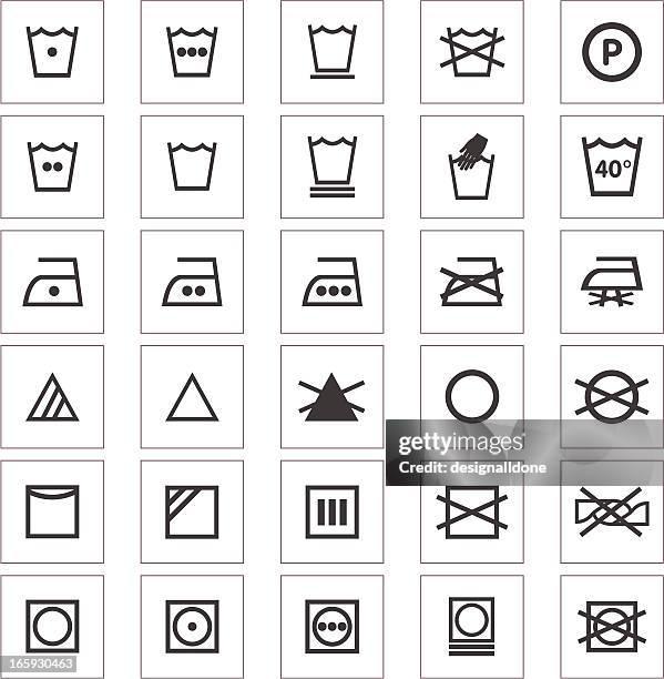 clothing care fabric icons - laundry stock illustrations