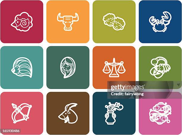 zodiac icon set - virgo stock illustrations