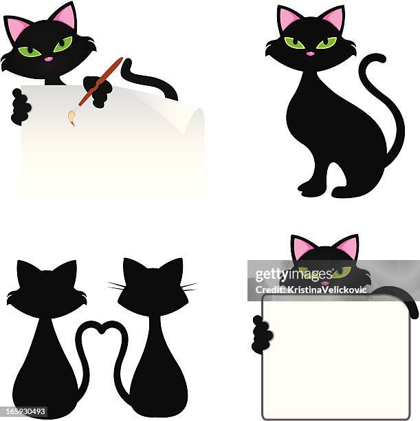 cats - black cat witch stock illustrations