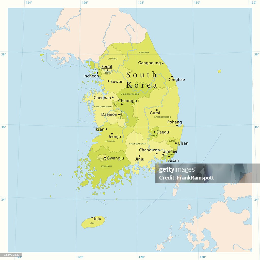 Vetor Mapa da Coreia do Sul