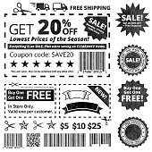 Make Your Own Coupon Sale black and white icon set