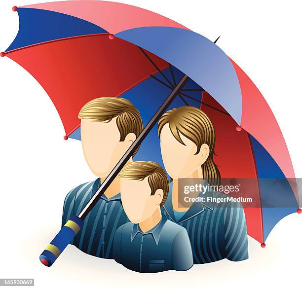 family insurance - 3d mom son stock illustrations