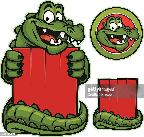 ilustraciones, imágenes clip art, dibujos animados e iconos de stock de gator mascot - alligator