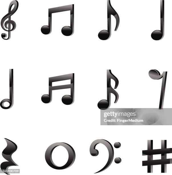 schwarz glänzendes note - achtelnote stock-grafiken, -clipart, -cartoons und -symbole