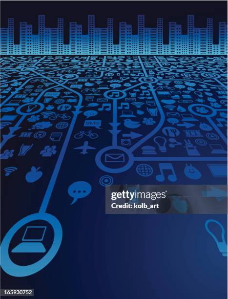 social media and the city - emitting stock illustrations