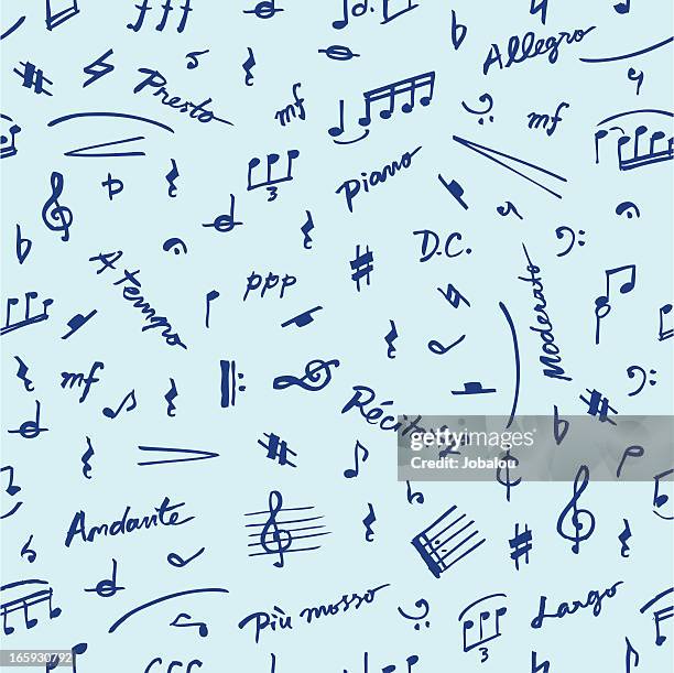 seamless musical elements - paper-scroll-sketch stock illustrations