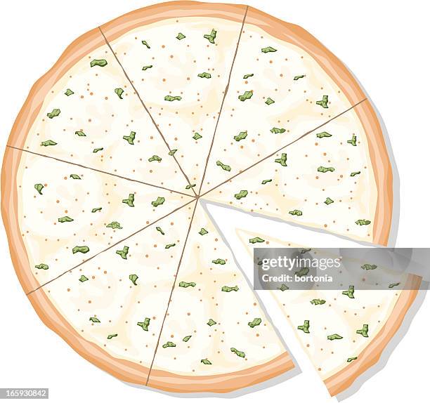 sliced white pizza - alfredo sauce stock illustrations