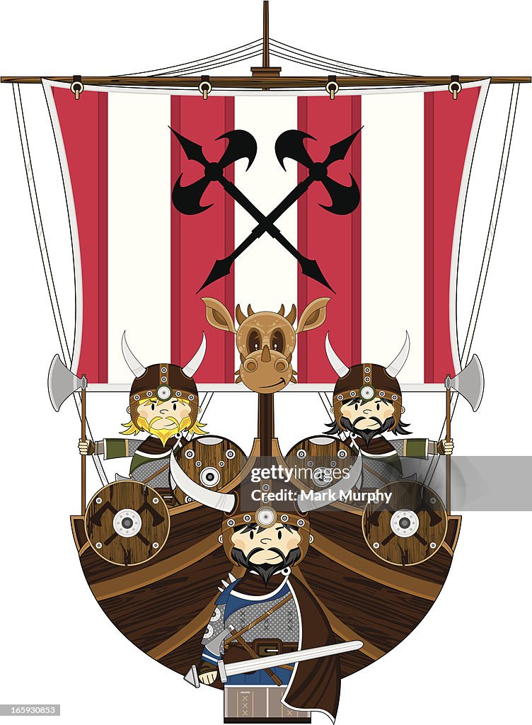 Viking Warriors and Warship