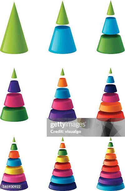 layered cone chart - hierarchy stock illustrations