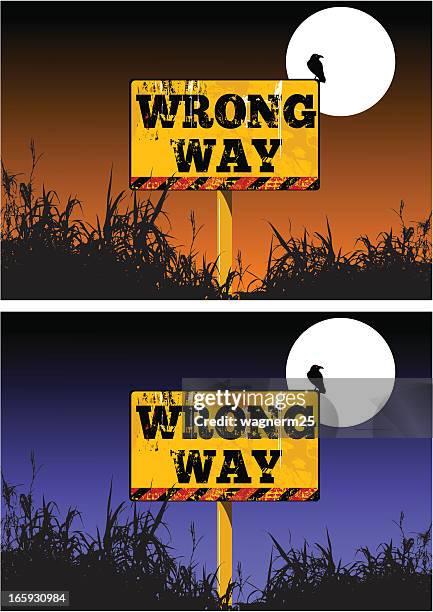 stockillustraties, clipart, cartoons en iconen met wrong way warning - wrong way