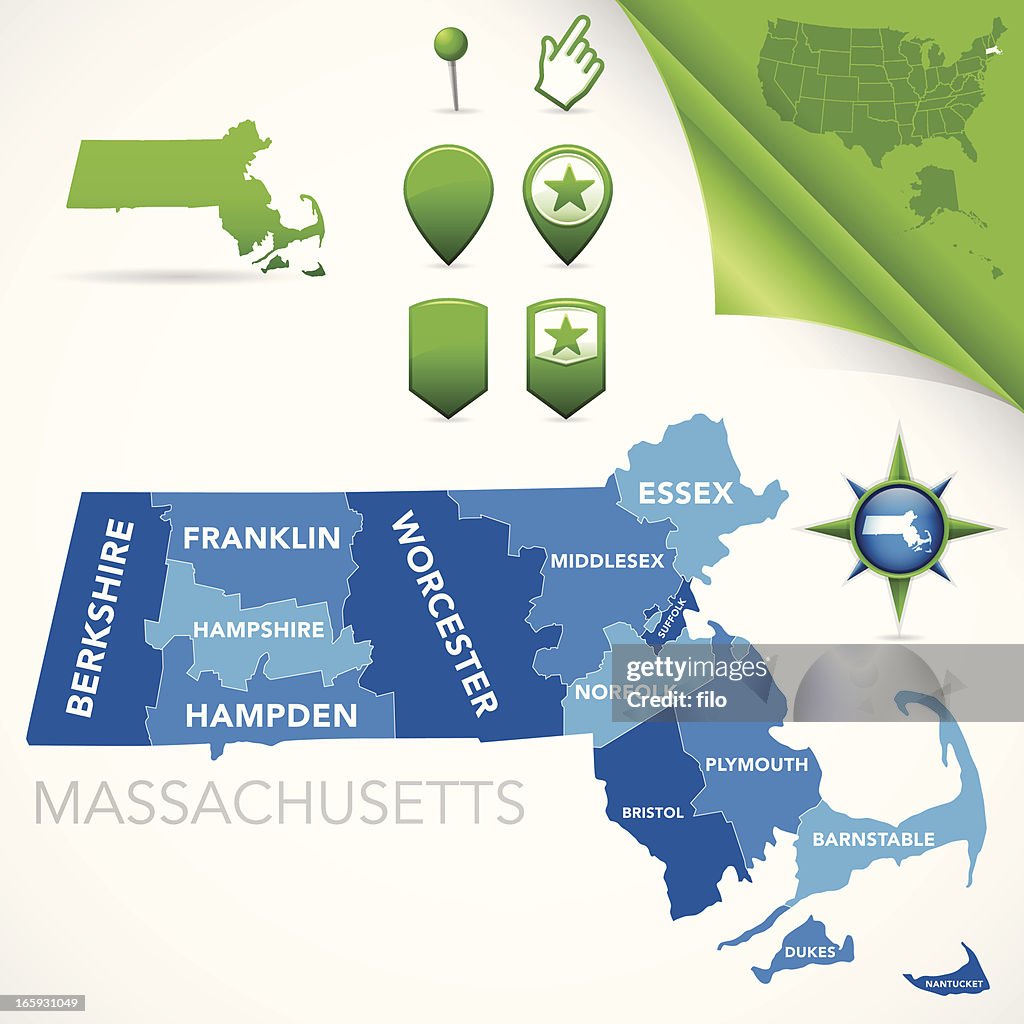 Massachusetts County Map