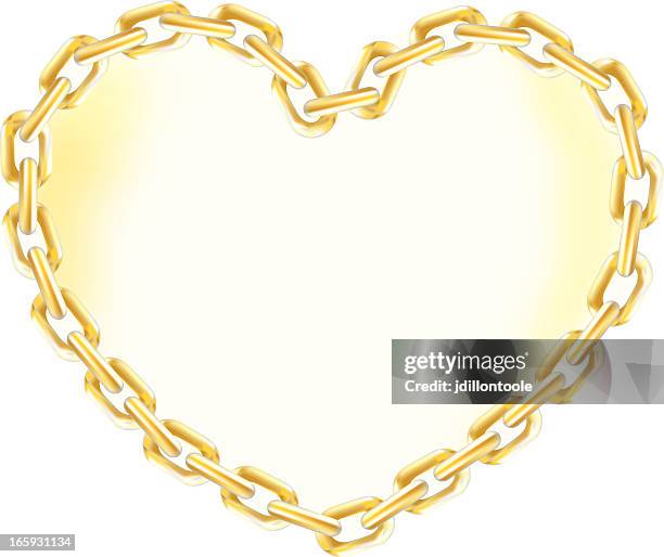 stockillustraties, clipart, cartoons en iconen met heart of gold chain - halsketting