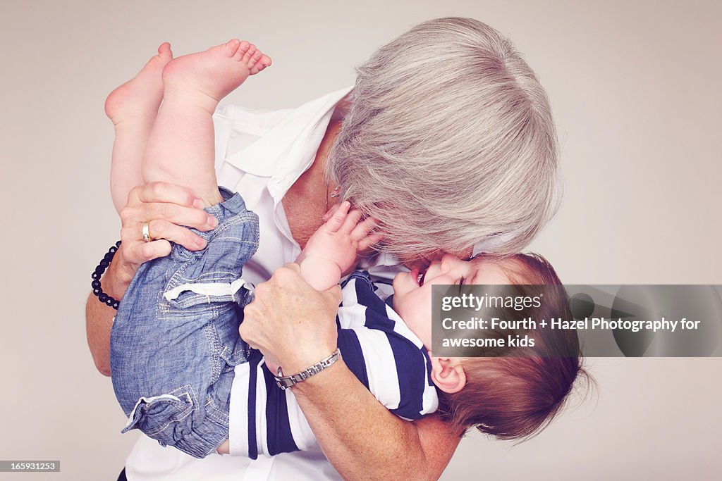 Grandma hugging child