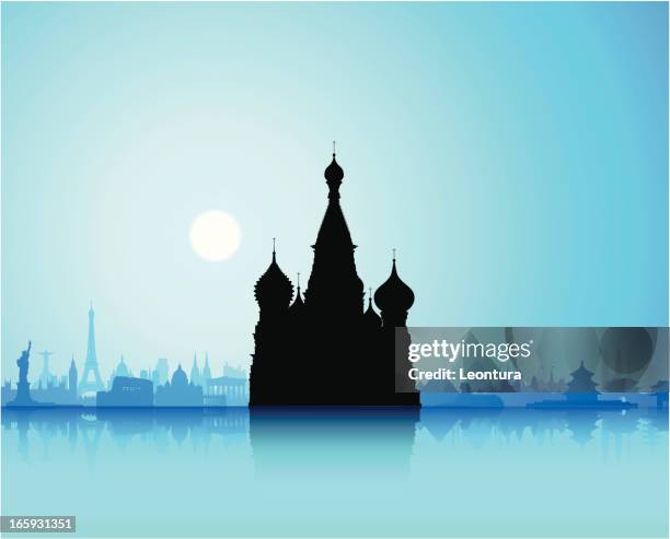 saint basil's cathedral, russia - kremlin stock illustrations