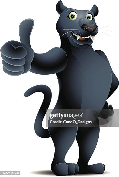 black panther: thumbs up! - black leopard stock illustrations