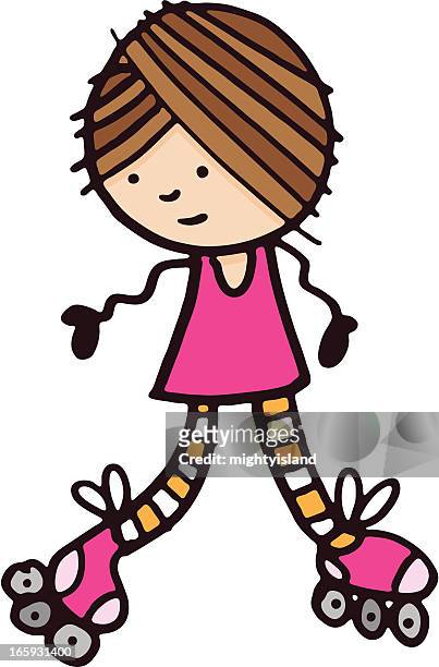 wobbly girl on roller skates - naughty in class stock illustrations