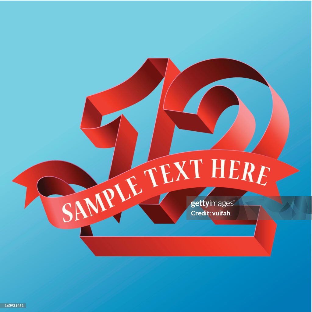 12 Number Ribbon Cursive Ribbon Bold Number 12 High-Res Vector Graphic - Getty Images
