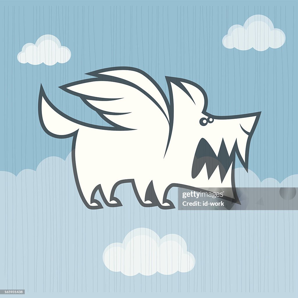 Angry winged dog symbol