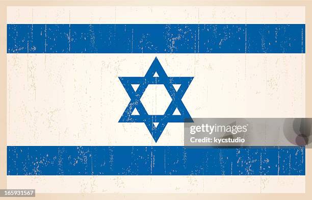 ilustrações, clipart, desenhos animados e ícones de bandeira israelense em estilo grunge e vintage. - manuscrito hebraico