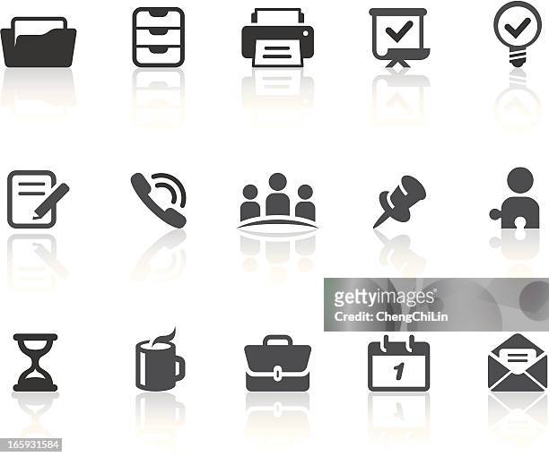 büro symbole/einfache schwarz-serie - brief case stock-grafiken, -clipart, -cartoons und -symbole