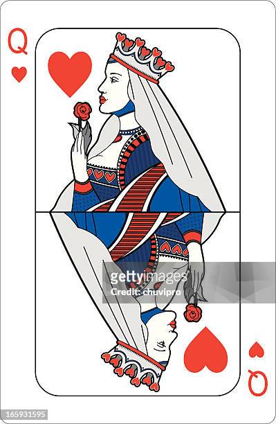 queen of hearts playing card - hearts playing card stock illustrations