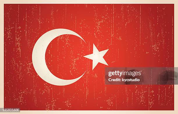 ilustraciones, imágenes clip art, dibujos animados e iconos de stock de bandera turca en estilo grunge y vintage estilo. - bandera turca