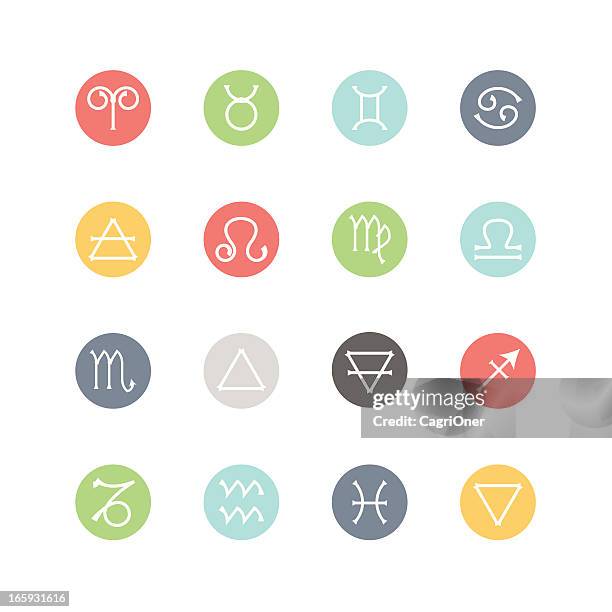 zodiac und vier elemente symbole: minimalistischen style - astrology sign stock-grafiken, -clipart, -cartoons und -symbole