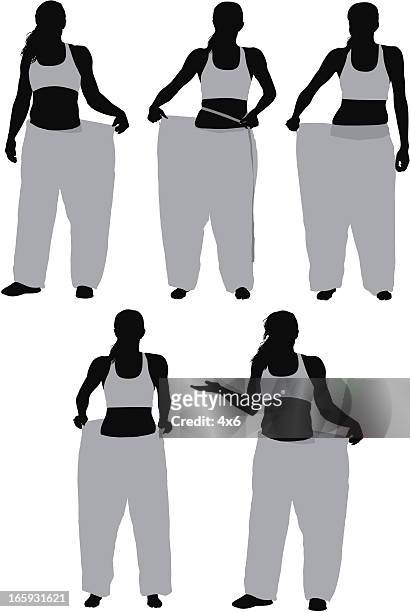 ilustrações, clipart, desenhos animados e ícones de várias imagens de uma mulher mostrando suas loosing peso - sutiã para esportes