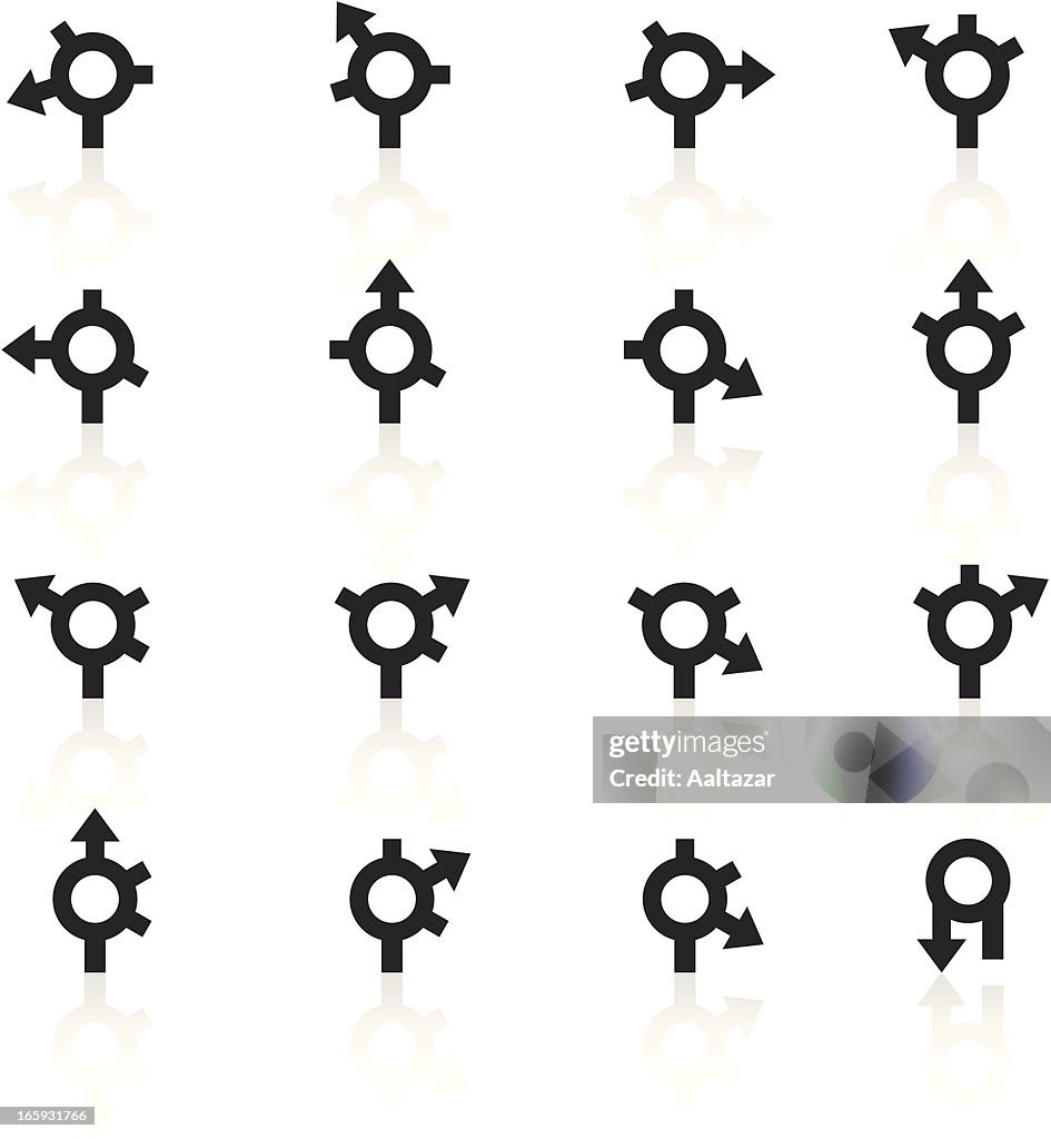 Black Symbols - GPS Roundabout Arrows