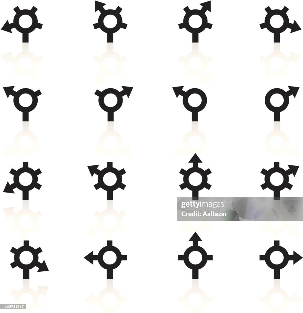 Schwarze Symbole-GPS-Kreisverkehr Pfeile