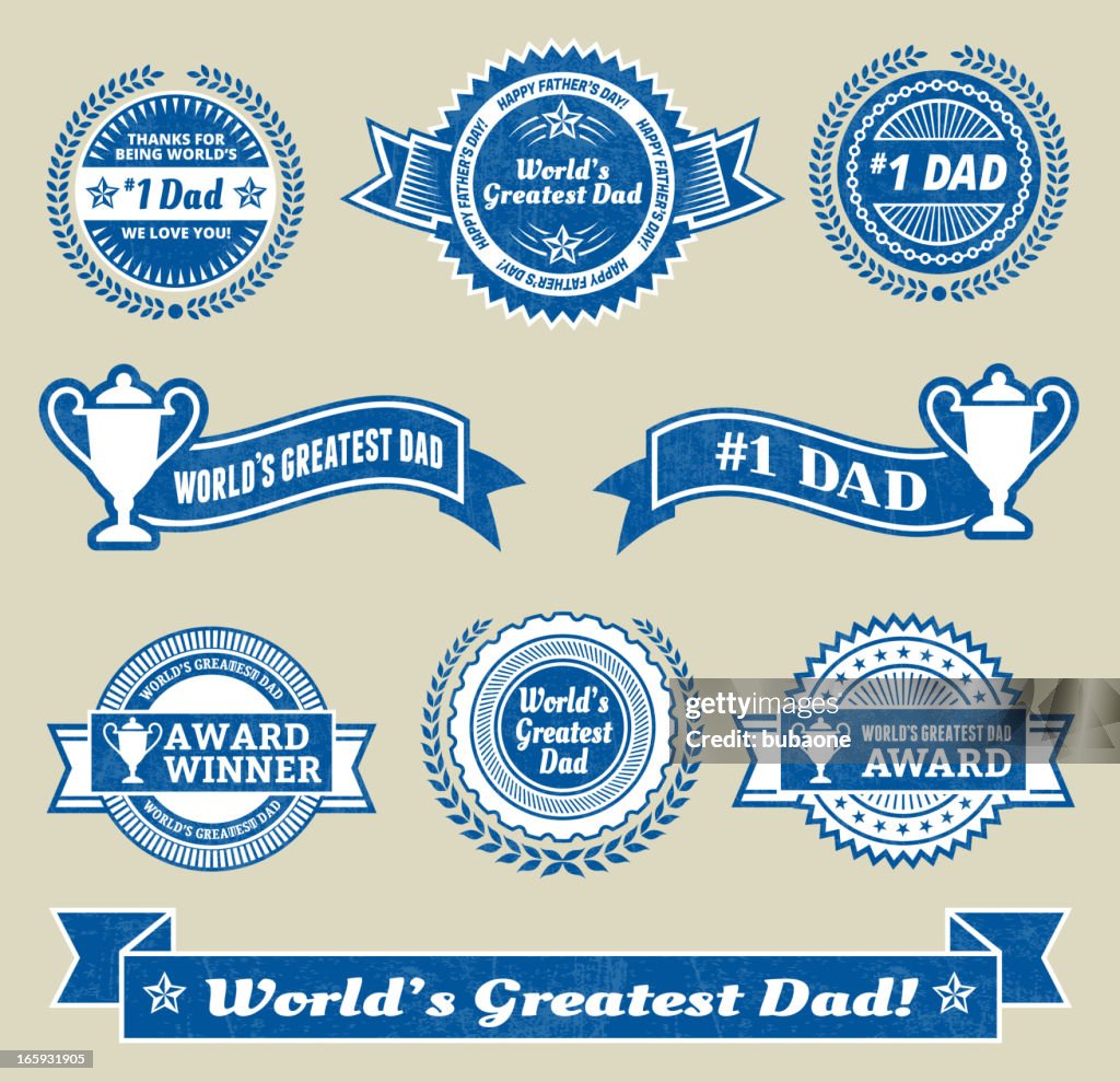 World Greatest #1 Dad badge royalty free vector icon set