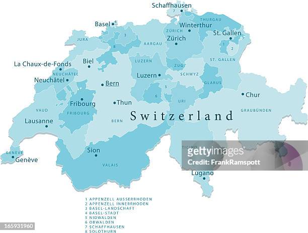switzerland vector map regions isolated - zurich map stock illustrations
