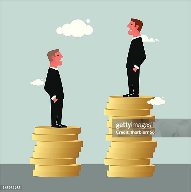 same job different salary - paycheck stock illustrations