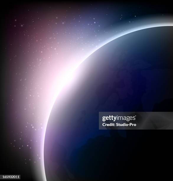 rising star over the planet. - eclipse stock illustrations
